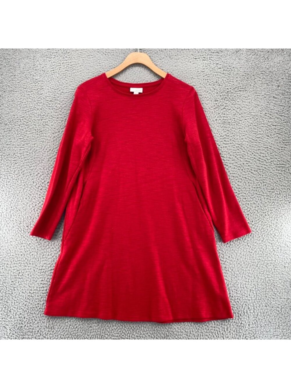 J Jill Dress Womens Small Red Pure A Line Shift Cotton Sweater Stretch Pockets